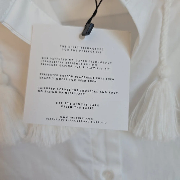 The Shirt Rochelle Behrens New White Tassel Cotton Button Front Shirt Size XL - Picture 9 of 11